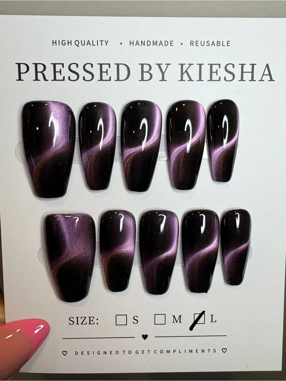 Iridescent Purple Cat Eye Press-On Nails